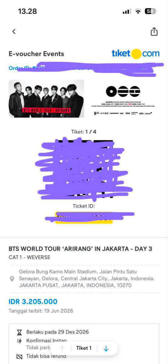 FcRestartColom1's tweet photo. WTS
TIKET KONSER BTS TOUR ARIRANG JAKARTA

Cat 3 : all day
= 2,8 jt / tix (1 tix)

Plat tribune/floor 
= 5,3 jt / tix (2 tix)

Vip b/d : day 3
= 7,8 jt / tix (2 tix)

✅ tiket fisik 
✅ DP kecil 

#bts_worldtour_jakarta #btsarirangworldtour #zonauang #BTS_ARİRANG_MADRID https://t.co/GbuSrBQZg6