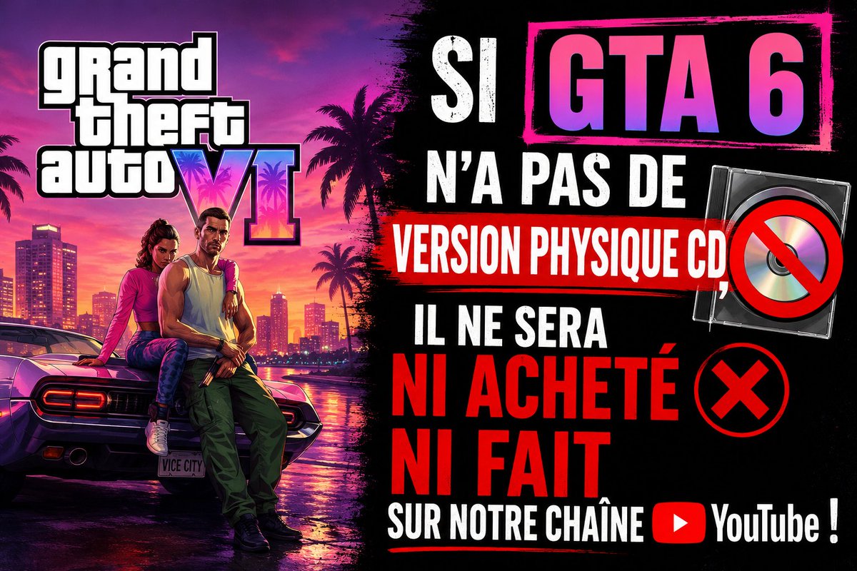 UltimaGamingFr's tweet photo. #PlayStation #GTA #Rockstar
Ultima Gaming France info
Si GTA 6 n'a pas de version Physique ( CD ) le jeu ne sera ni acheter ni proposé sur notre chaine YouTube ! 

Et gros soutien a Conkerax que je suis depuis c'est 2 premieres vidéo Youtube @conkerax 
Ont est sur le même combat! https://t.co/BmcnpkhsBq