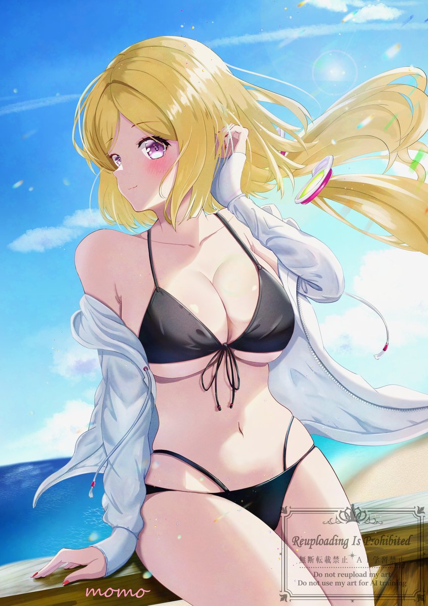 MMmomo__Illust's tweet photo. 今日はビキニスタイルの日らしいですね！
過去のイラストでアキロゼさん
水着イラストもっと描いていきたいな！

みんなは誰のどんなビキニが見たい？

#ビキニスタイルの日 https://t.co/q0q0eAERCO