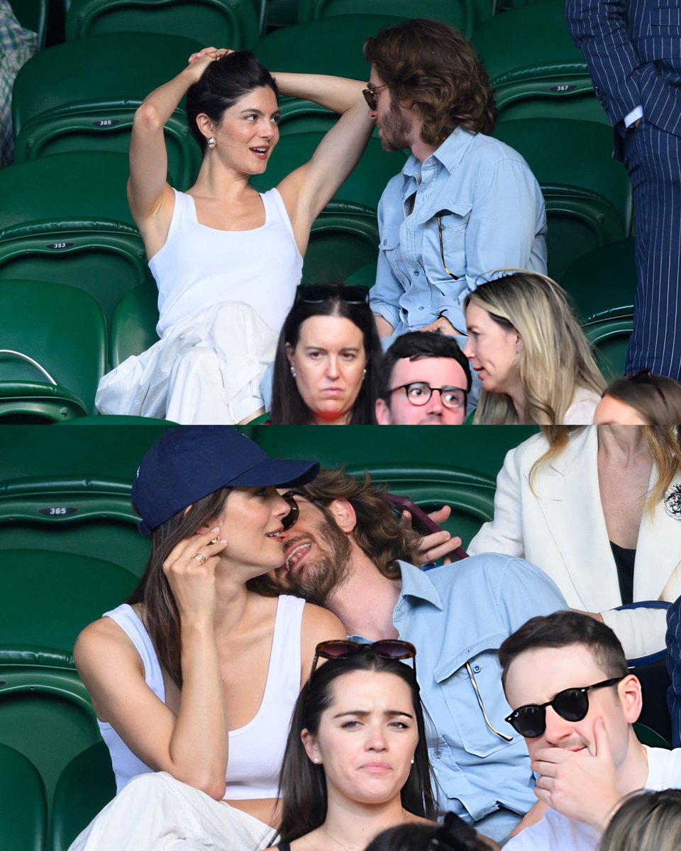 ashotmagazine's tweet photo. Monica Barbaro and Andrew Garfield at the 2026 Wimbledon Tennis Championships. https://t.co/mqObGTjerW