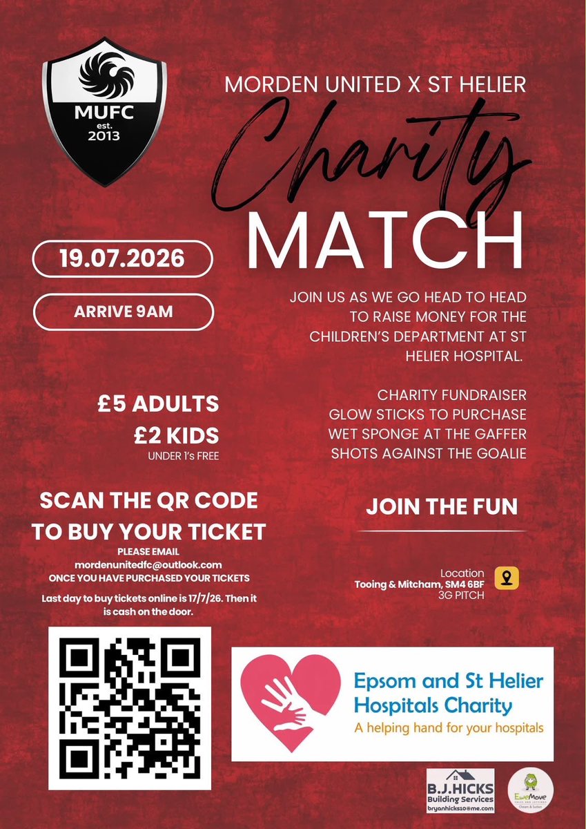 OfficialTmufc's tweet photo. Please support this event for @MordenUnitedFC and St Helier Hospital. https://t.co/8WtQo8GcpP