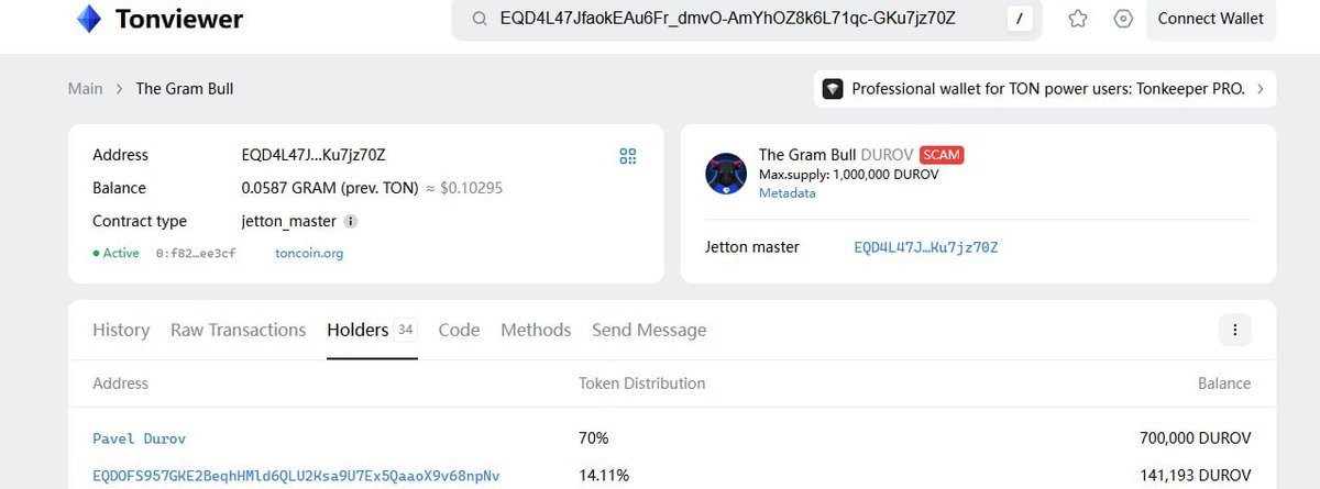 TheGramBull's tweet photo. DUROV is TOP 1 holder of $THEGRAMBULL

https://t.co/4wakHhCi9s

#GRAM #TON https://t.co/rrGcXWHsGl