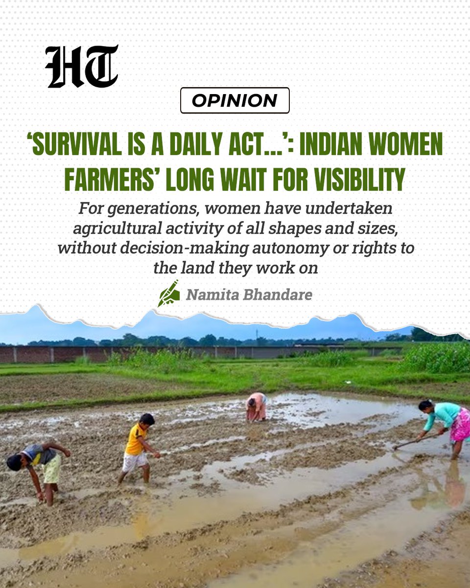 htTweets's tweet photo. #HTOpinion | " The rest of it would be painfully familiar to millions of women farmers for whom “survival is a daily act of navigating risk, debt, and indignity,” finds a 2025 study by Mahila Kisan Adhikar Manch (MAKAAM) on structural violence against rural women workers where Usha’s story finds place."

@namitabhandare  ✍

#Farmers #India

Know more 🔗 https://t.co/ELsPkrHaJj