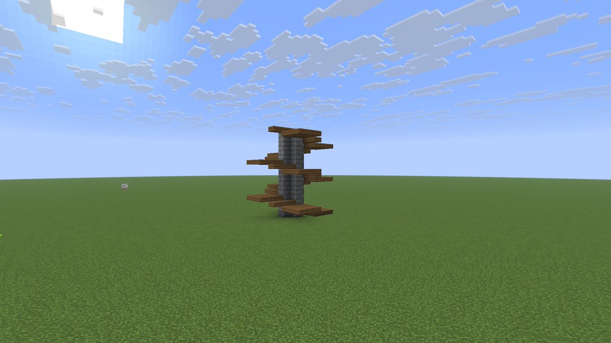 sa1t0h's tweet photo. 戯れに作った螺旋階段がなんじゃこりゃ状態だったのに遠目だとそれっぽく見える。

#マインクラフト　
#マイクラ　
#建築 https://t.co/e1GhfLM3sY