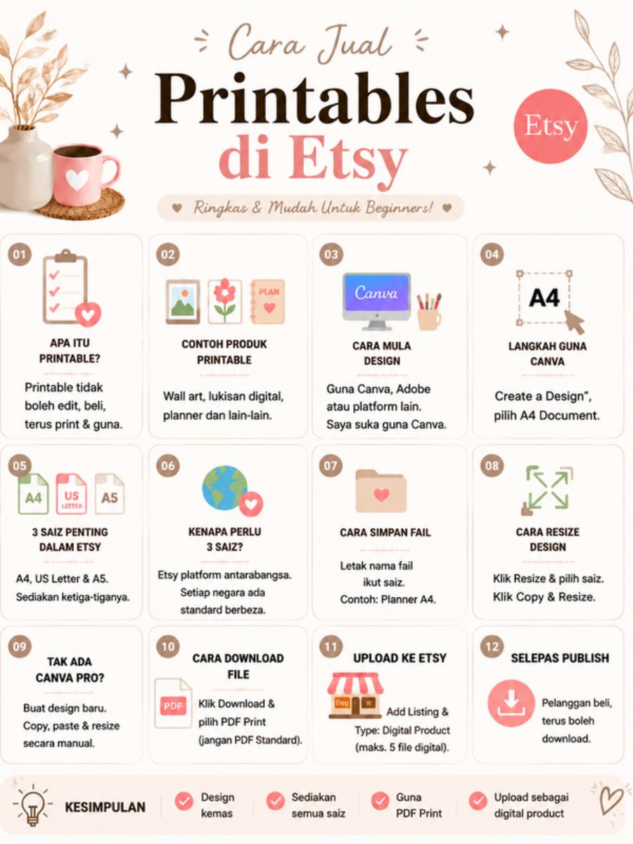 husnaamira22's tweet photo. jana pendapatan jual Digital Prints:

• Design planner/ wall art  
• Buat 3 saiz: A4, US Letter, A5  
• Download PDF Print  
• Upload ke Etsy > Digital Product  

Full video 👇 

https://t.co/lci3Lq408z

Follow for more! https://t.co/PXrT0chfgm