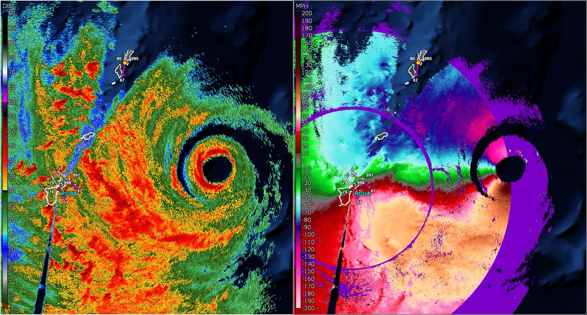 WxAtom's tweet photo. Super Typhoon Bovi completed an eyewall replacement about 12h ago and is now barreling towards the southern Mariana islands as an intense Category 5. THIS IS AN EXTREMELY DANGEROUS SITUATION! https://t.co/mqFj8GalYV