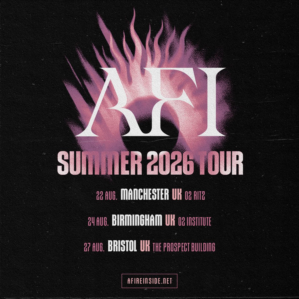 O2InstituteBham's tweet photo. Not many tickets left for @afi - Monday 24 August. If you still plan on joining us, hit the link quick sharp - https://t.co/gvT5H1v7Mz https://t.co/lbJu27mt3P