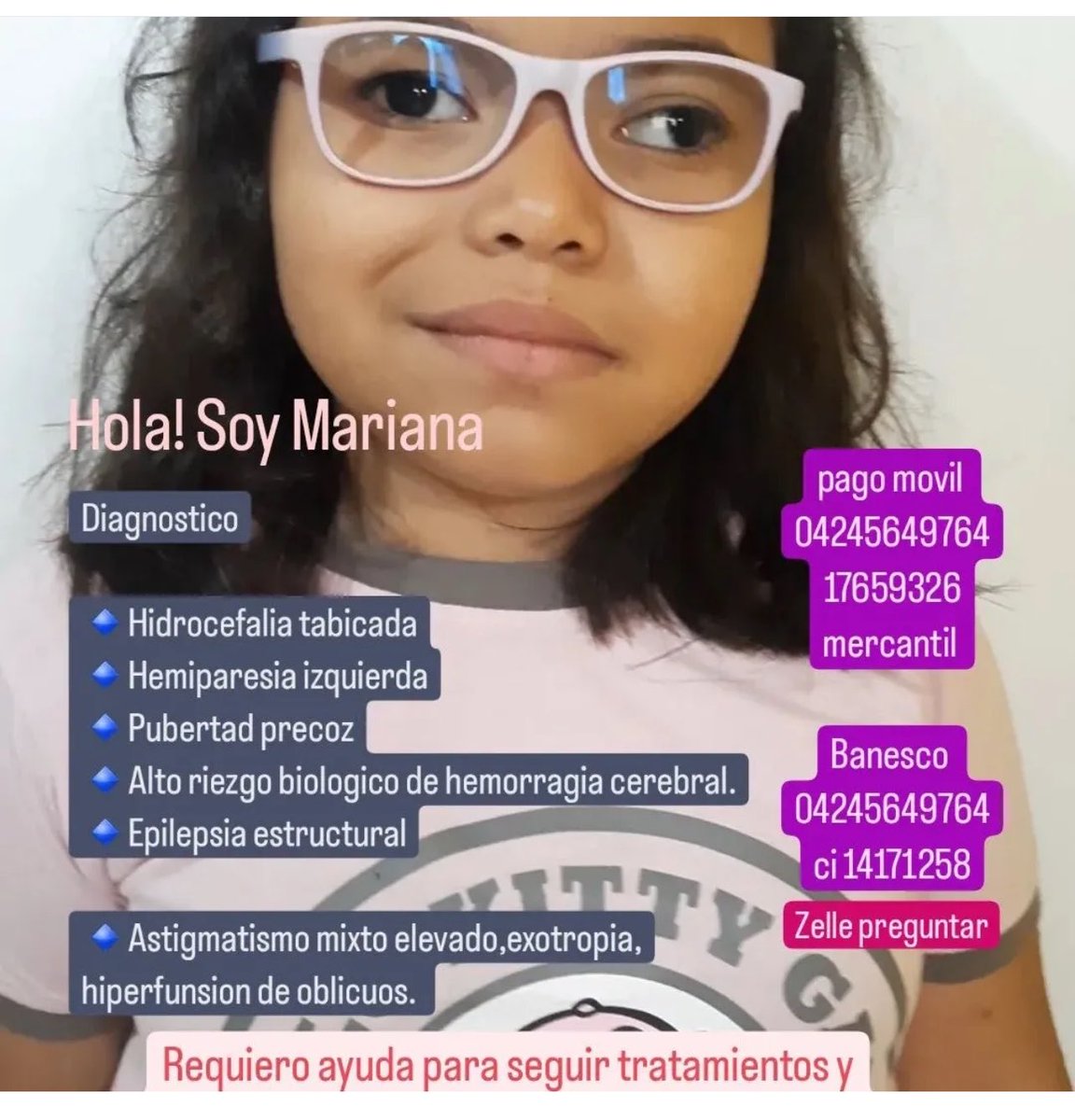 mariani87784922's tweet photo. Bendecido día 🙏 amigo no dormí bien m despertó una migraña,no he seguido el tratamiento como m corresponde es d por vida. soy una niña d Venezolana q sufre por  vivir con distintos diagnósticos
Faltan $350 para una ampolla https://t.co/57OYf6vtFd