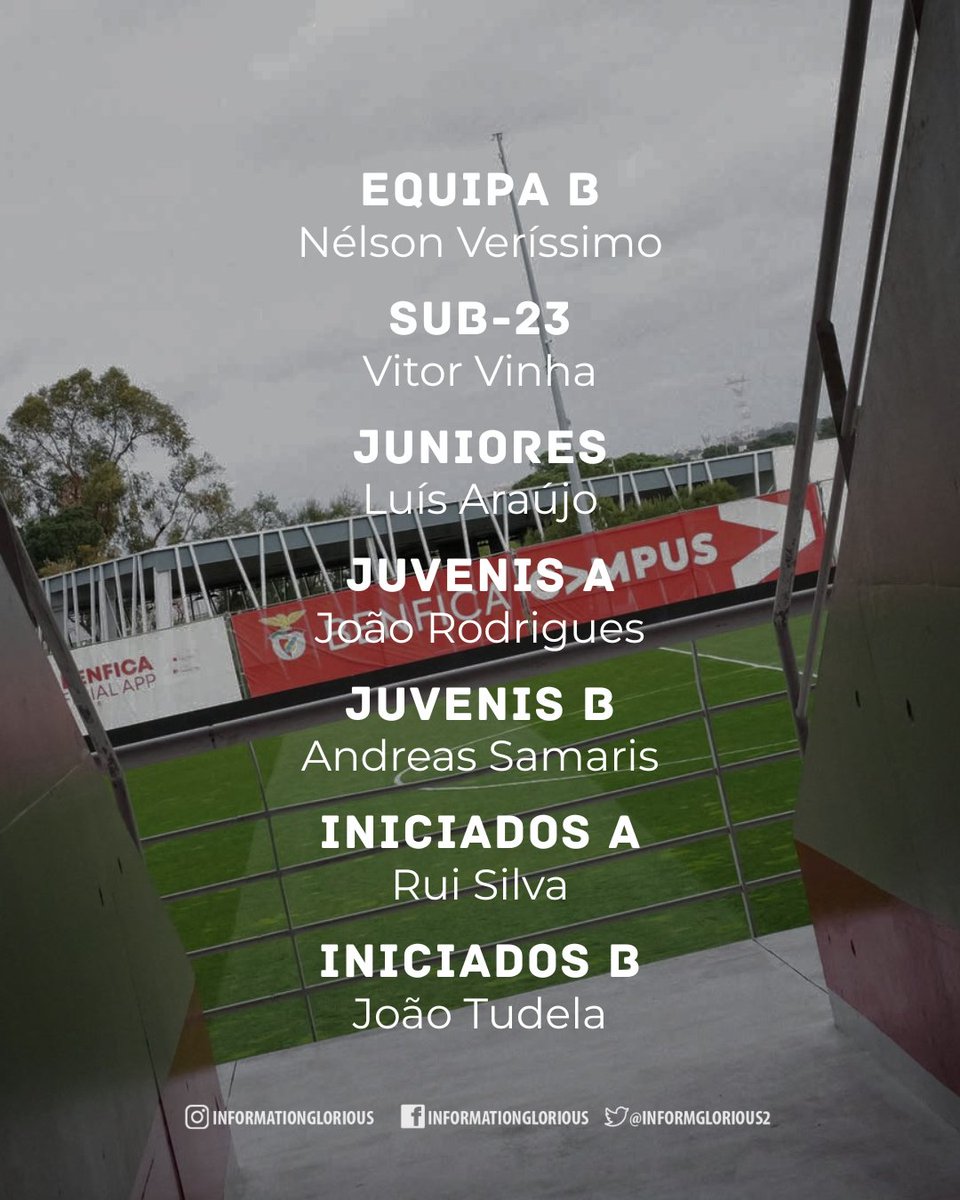 InformGlorious2's tweet photo. ⚽👔 Os treinadores da formação do SL Benfica para a época 2026/27. #MadeInBenfica https://t.co/tCSlFNOE6Q