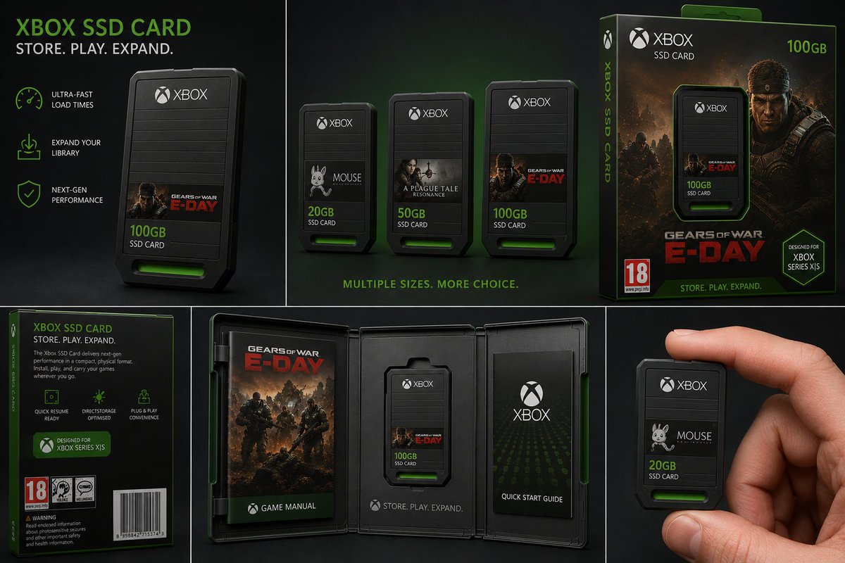 gineu78's tweet photo. Imagina que #XBOX reacciona a la burrada que ha hecho Sony unilateralmente con sus usuarios, eliminando el formato físico en 2028.
Un sistema de "cartuchos" de expansión donde venga el juego instalado y se pueda actualizar, de diferentes tamaños y tirando de nube para updates https://t.co/NlNuUiG2r4