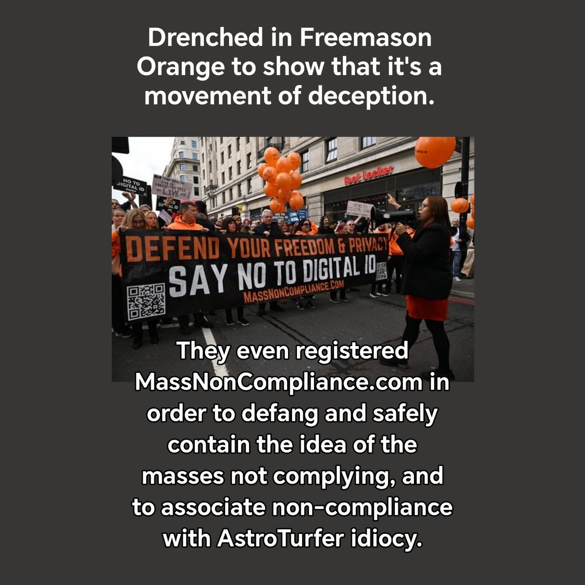 Private_JKR's tweet photo. @FrancisxONeill Mass Non-compliance means humans en masse no longer complying with systems purposely-designed for their enslavement (like voting, etc).

The narrative controllers like to "uncool" this stance by getting obvious freemasons like Fiona Rose Diamond to be a plastic figurehead. https://t.co/z5DrFsR7bu