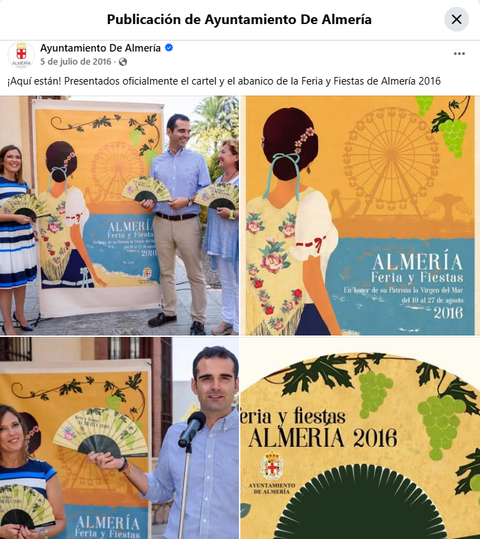 jpicon88's tweet photo. Se cumplen 10 años de la presentación del último cartel de la Feria de Almería 🏴󠁧󠁢󠁥󠁮󠁧󠁿 para la Feria de Almería 💐🎡🪭🏴󠁧󠁢󠁥󠁮󠁧󠁿. Un cartel cuyo concurso acabó desierto por el @aytoalm. 10 años después podíamos haber vuelto a ver un cartel y abanico para la Feria de Almería🏴󠁧󠁢󠁥󠁮󠁧󠁿🇪🇸 https://t.co/TI1zrco6Kb