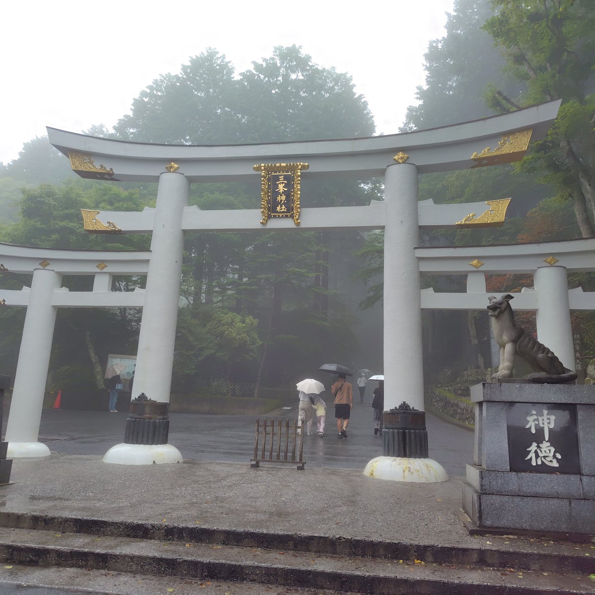 ebidaiski's tweet photo. 関東最強クラスのパワースポット、三峯神社(埼玉県秩父市)に行ってきました。三ツ鳥居、美しい✨️ 
雨なのに人が多くてビックリ！

帰りは ほうとうを食べに山梨県甲府へ。せっかく山梨に行ったのに今回は温泉に入らず残念😞 https://t.co/w3Bb7iAom5