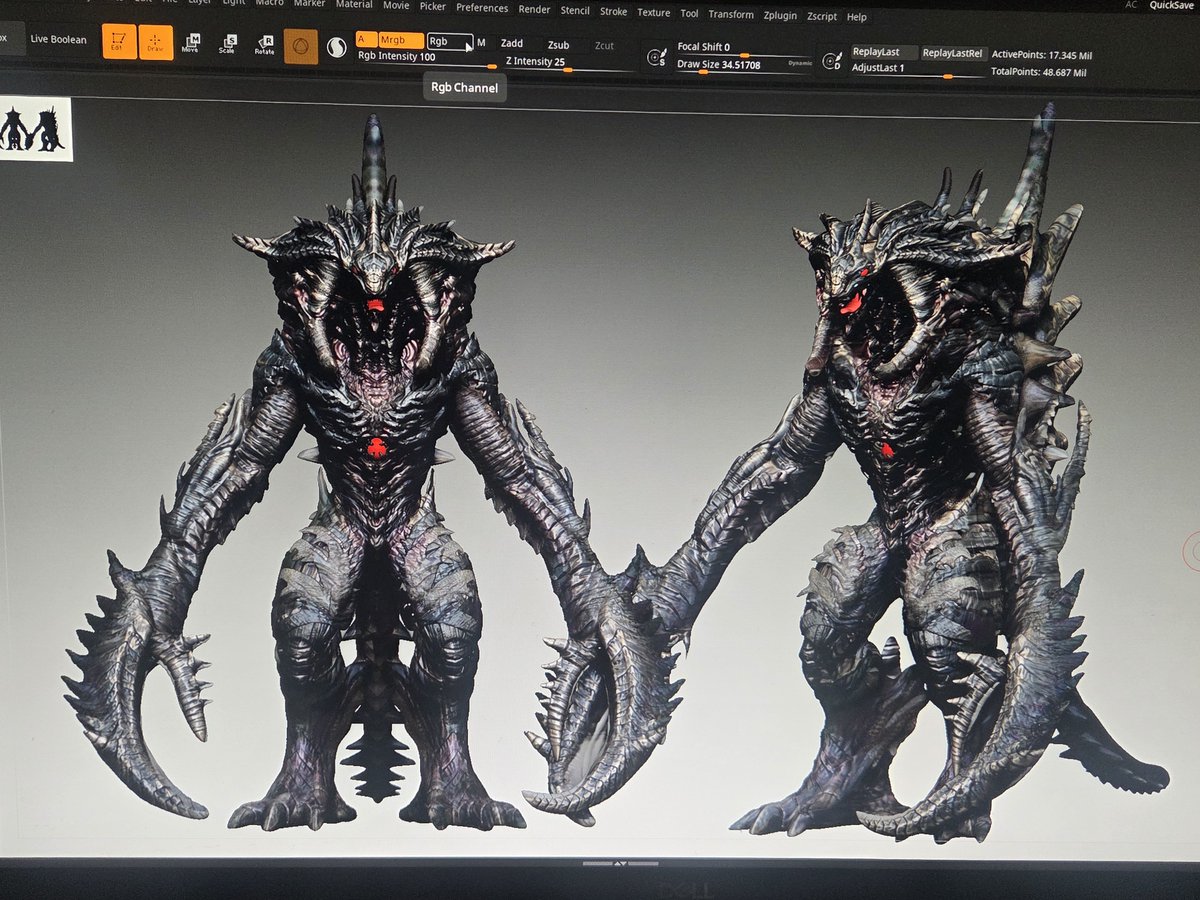 noykarmu's tweet photo. "MORGAR" OF KARMU (godzilla form) 
texturing with polypaint! 

#KARMU #GODZILLA https://t.co/bOcnY6o9Z2