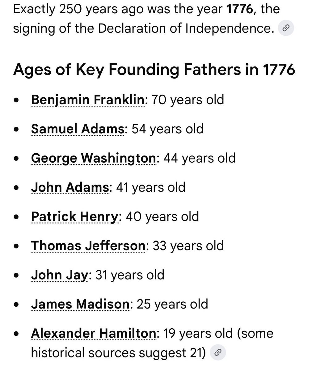 Dtrice_cx's tweet photo. Amazing the ages of our #brilliant Founding Fathers!!
#usa  #indendence https://t.co/iqdrxtWPJt