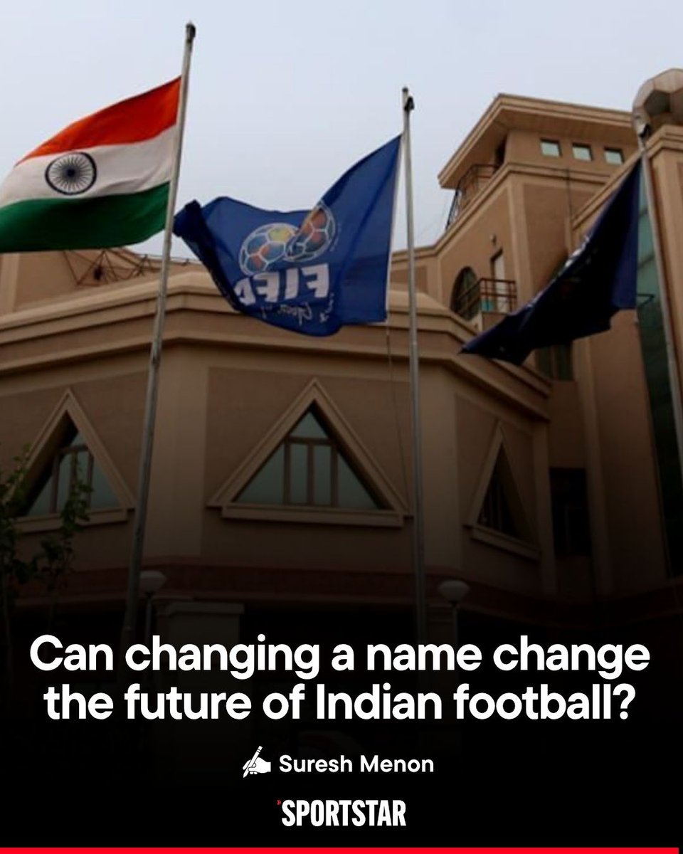 sportstarweb's tweet photo. 𝗖𝗮𝗻 𝗰𝗵𝗮𝗻𝗴𝗶𝗻𝗴 𝗮 𝗻𝗮𝗺𝗲 𝗰𝗵𝗮𝗻𝗴𝗲 𝘁𝗵𝗲 𝗳𝘂𝘁𝘂𝗿𝗲 𝗼𝗳 𝗜𝗻𝗱𝗶𝗮𝗻 𝗳𝗼𝗼𝘁𝗯𝗮𝗹𝗹? 🤔

Whether it is called the All India Football Federation, the Football Federation of Bharat, or the Supreme Council for Optimistic Ball Chasing, supporters will settle for something remarkably simple. A team that wins a few more matches. 

The beauty of renaming a football federation is that it requires no extra training sessions, no youth academies, no scouting network, and no troublesome questions about grassroots development. A new signboard is far cheaper than a new football culture.

🔗 Read the full piece here #FromTheMagazine: https://t.co/MDMFhNvMjd 

✍️: @surmenon | 📸: Special Arrangement