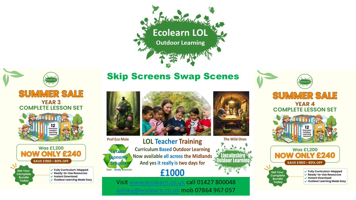 NJGHobbs's tweet photo. Ecolearn LOL is the only transformative curriculum based outdoor learning ‘teach the teacher’ training approach. We enable educators by providing them with the confidence, skills and curriculum-linked resources to take learning beyond the classroom
https://t.co/NQ1nLtT2SI https://t.co/PwhlRAHlb9
