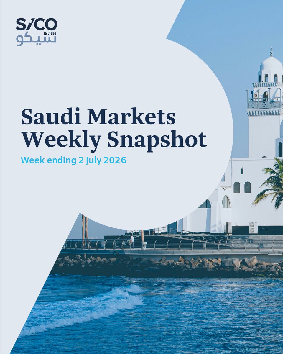 sico_capital's tweet photo. Saudi Market Weekly Update | 2 July 2026

A snapshot of this week’s market movements, highlighting Tadawul performance, key sector trends, top gainers and decliners, most traded companies, and key macro drivers shaping regional markets. https://t.co/9MUrStspDm