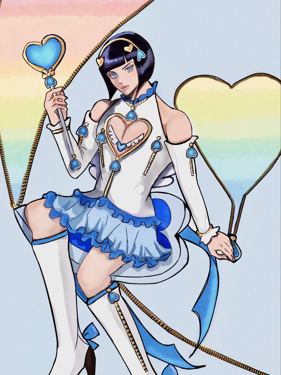 otokisan641951's tweet photo. Hope shines through every heart. 💙✨

魔法少女ブチャ

必殺技：
『スティッキー・ハート・フィンガーズ』

ハート型ジッパーで絶望を切り開き、仲間の未来へ続く道を繋ぐ魔法。

@KirifukiLemon  きりふきレモンさんオリジナル魔法少女ブチャをかかせてもらいました
リクエストありがとう！ https://t.co/flknNRaTkZ