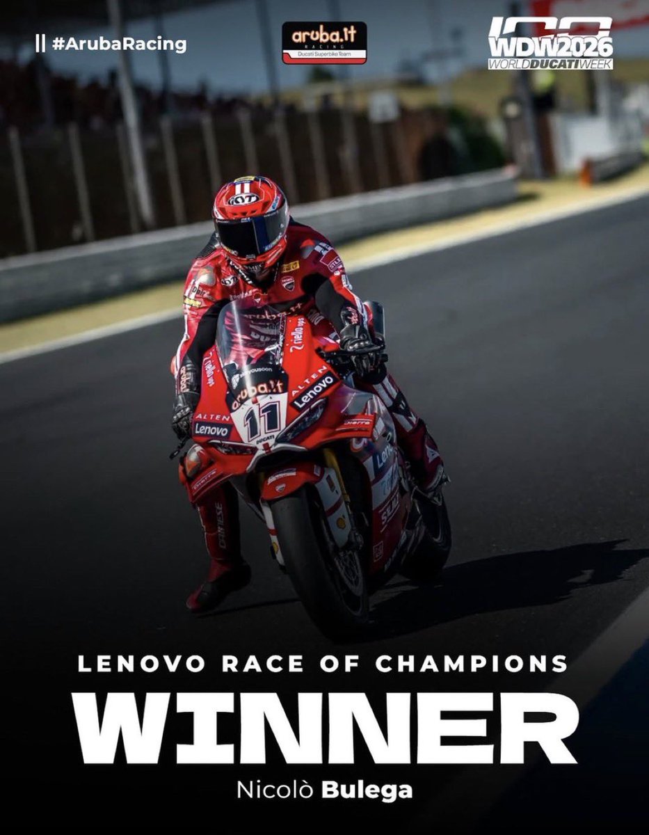 ElBdMotorsport's tweet photo. Nicolo Bulega gana el WDW 2026 organizado por Ducati. Marc Márquez 12º puesto. #WDW2026 #WorldDucatiWeek https://t.co/aHY6EmMXgc