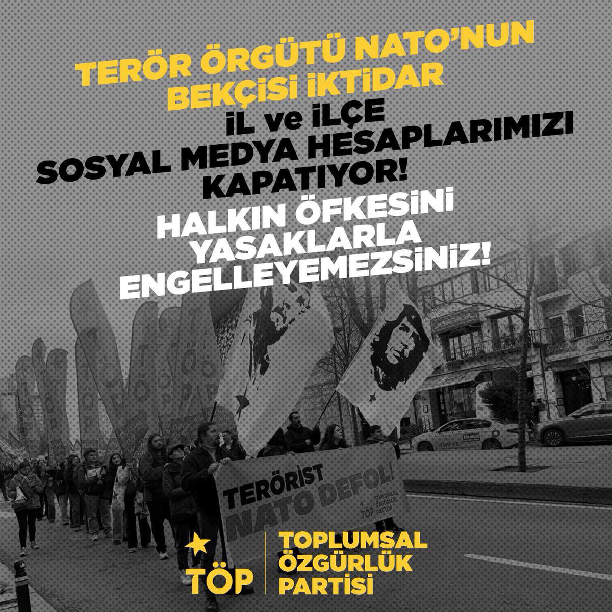 topresmihesap's tweet photo. Terör örgütü NATO'nun Türkiye'ye gelişi örgütün bekçisi olan iktidarı harekete geçirdi. Günlerdir yüzlerce sosyalist ev baskınları ile gözaltına alınıp tutuklanırken NATO karşıtı parti ve örgütlerin sosyal medya hesapları da kapatılıyor. Partimizin de pek çok il ve ilçe örgütünün hesapları bu kapsamda erişime engellendi.
Yasaklarınızı tanımıyoruz.
Halkın öfkesini yasaklarla engelleyemeyeceksiniz!
