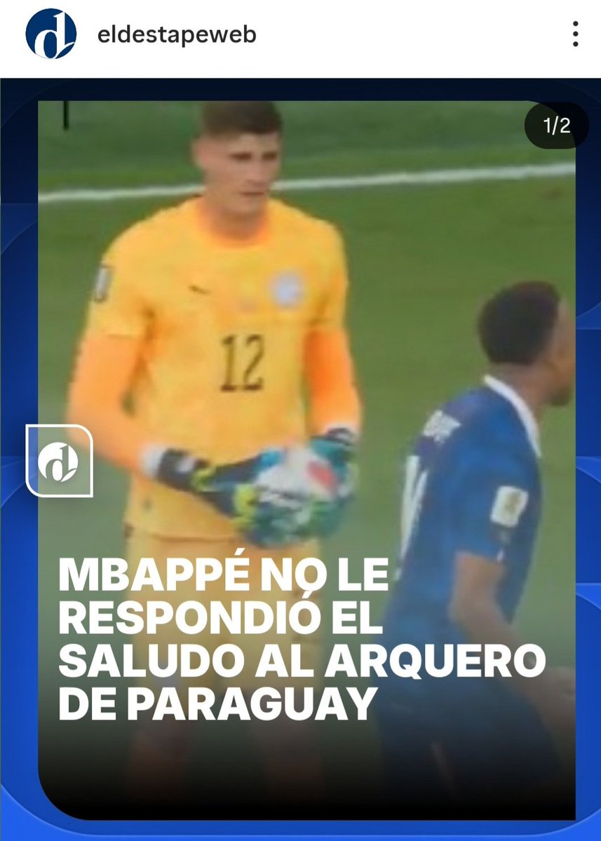 NickyMarquez1's tweet photo. El jugador africano Mbappe le negó el saludo al arquero de Paraguay, confirmando que es un grosero y un maleducado ante un colega que en la derrota se mostró como un caballero. Pero si en cambio lo hubiese saludado un travesti, se le hubiese colgado a los besos e invitado a cenar https://t.co/pNSdJd3b87