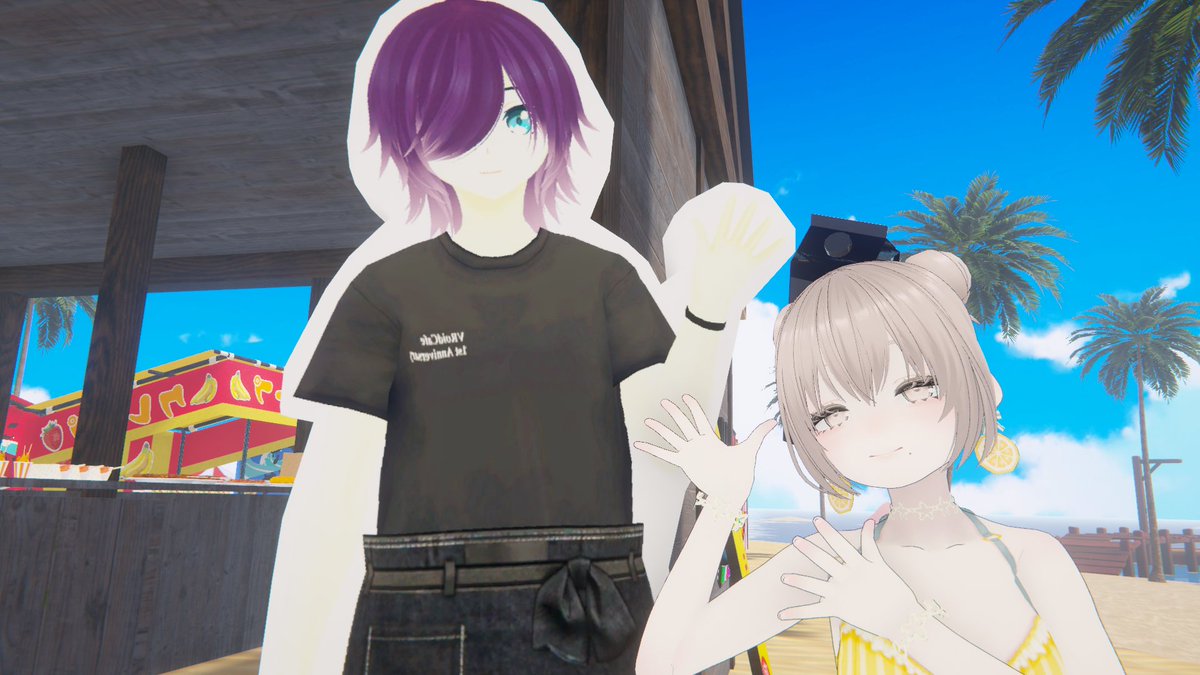 nisu_tasu's tweet photo. #VRoidCafe 海の家!やっとお邪魔できましたありがとうございました~!まさかのHotlimit回。薄い店長さんともお写真がとれて楽しかった…そして一周年でcafeが沈んで今回の海の家になっているというお話、ど、どういうことですの?! https://t.co/ilvxJNfm6J
