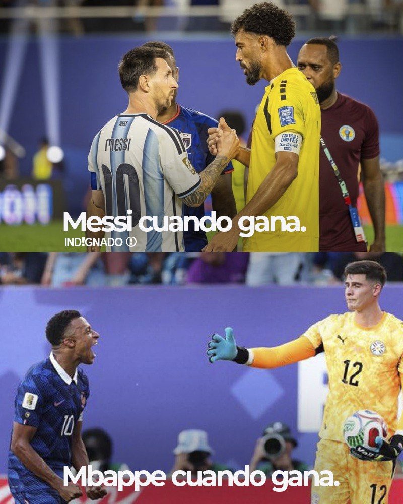 indignadoxd's tweet photo. Messi cuando gana // Mbappé cuando gana. 

Qué diferentes somos, ¿no? https://t.co/8eKmAkwBHI