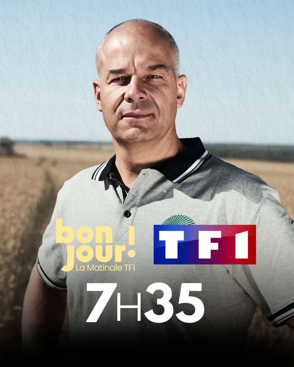 FNSEA's tweet photo. Rendez-vous demain à 7h35 sur @TF1Info ! 

Le Président de la FNSEA, @rousseautrocy, sera l’invité d’@agindre dans Bonjour ! La Matinale pour parler de l’actualité agricole. https://t.co/DDS7zw2Kau