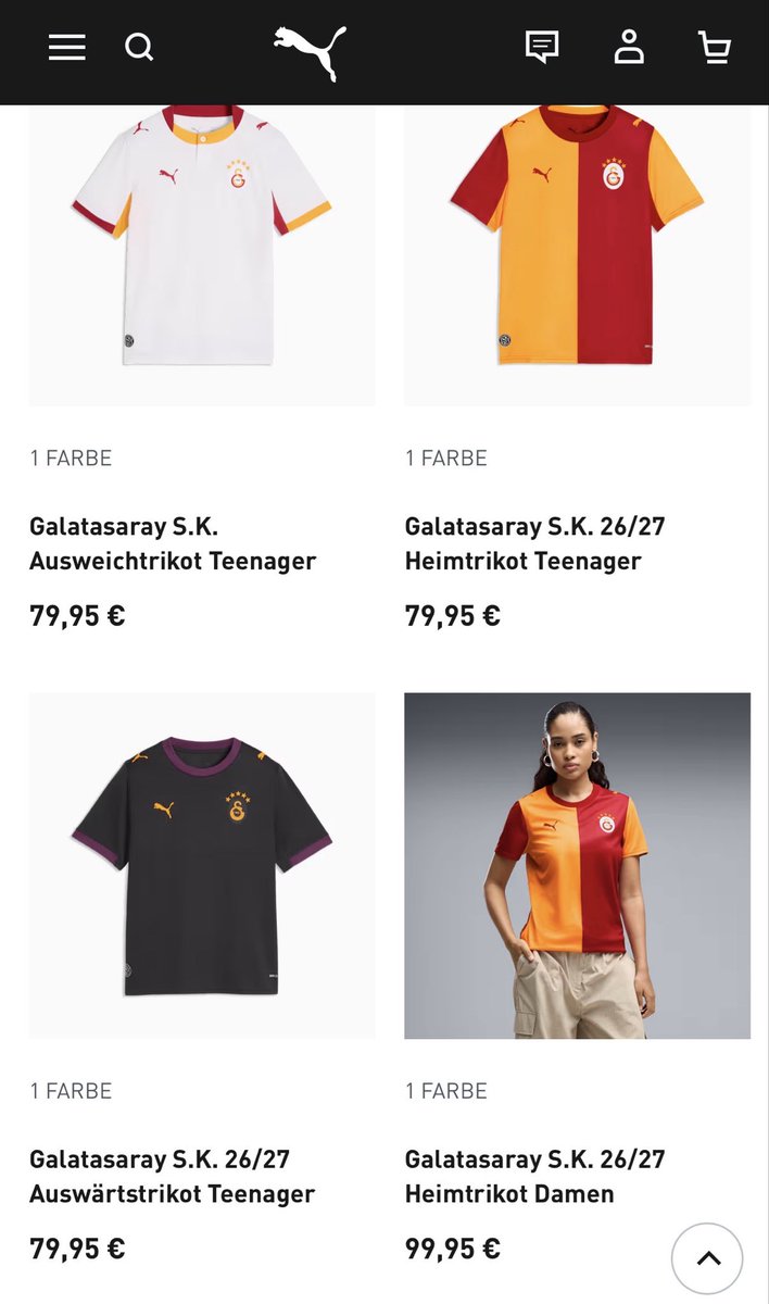 deniztemurDE's tweet photo. Yeni Sezon formaları Almanya’da 79,95€‘dan satışa çıktı. Türkiye’de ne kadar ? Hangisi uygun 🤔 #Gsstore #puma #Galatasaray 💛❤️ https://t.co/x0PRFaODqO