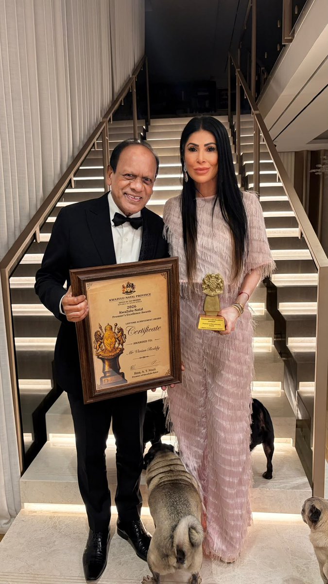 AFI_sa's tweet photo. Legacy recognised. Style remembered.

Vivian and Sorisha Reddy receives a Premier's Award. Sorisha shines in House of NALA.

African craftsmanship on a night of KZN excellence.

Available at Oceans Mall &amp; Sandton City.

👏🏾 #HouseOfNALA #KZNExcellence #AfricanLuxury https://t.co/8LnmmqTlnw