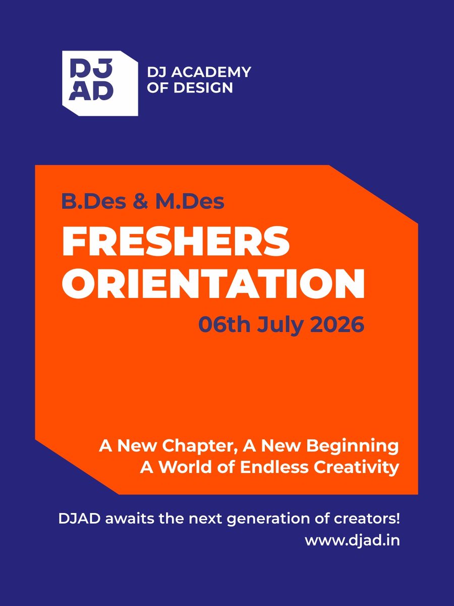 DJADdesign's tweet photo. A new chapter begins!
Welcome to the B.Des & M.Des Freshers Orientation 2026 at DJ Academy of Design. Here's to creativity, collaboration, and new beginnings.
#DJAD #FreshersOrientation #DesignEducation #BDes #MDes https://t.co/fbXuigXJBs