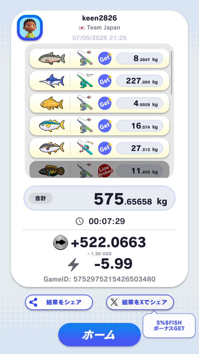 k189803's tweet photo. 522.0663 $FISH
#Angland
#FishResult
@angland_x
まずまず！ https://t.co/noUSHBTVcV