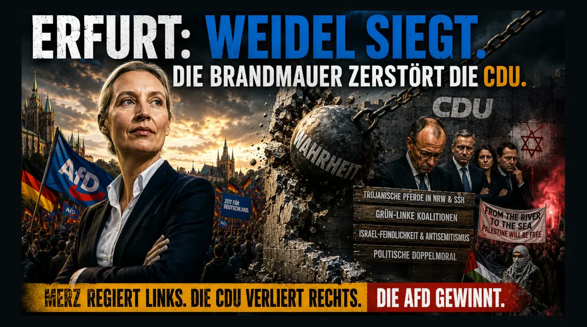 Vossische's tweet photo. Die Vossische Digital |  Das Erfurter Signal: Weidels Durchmarsch trifft auf eine orientierungslose Republik  Der Erfurter Parteitag verschiebt die Machtachsen: Alice Weidels Triumph formt die AfD zur bundesweiten Kraft. https://t.co/YfrfnWyZWt
