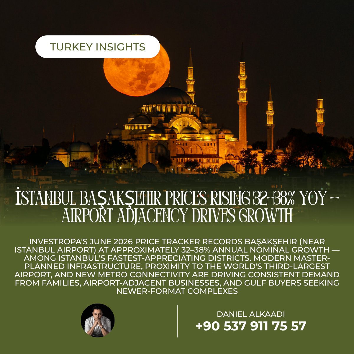 ClosedbyDaniel's tweet photo. Turkey Insights
İstanbul Başakşehir Prices Rising 32–38% YoY — Airport Adjacency Drives Growth
Watch Buy & Rent Guide here: https://t.co/Gtjng2YnAM
#ClosedByDaniel #InvestWise #DanielALKAADI #BasaksehirIstanbul #AirportAdjacencyPremium https://t.co/oh83mChzAd