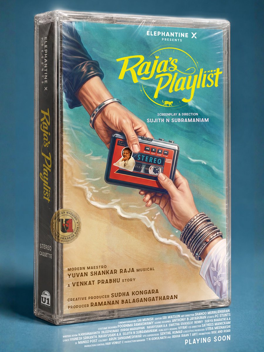 sujithNofficial's tweet photo. X
Presenting the title look poster of #RajasPlaylist
The first production from #ElephantineX
Every playlist tells a story. This is ours.
@Ramanan_Ba #Jaiyan #SaiMunish @thisisysr
@olickalsona @Elephantinex @DirSat06 @editorsriwat@sudha_kongara @vp_offl https://t.co/nZN9WZIHbM