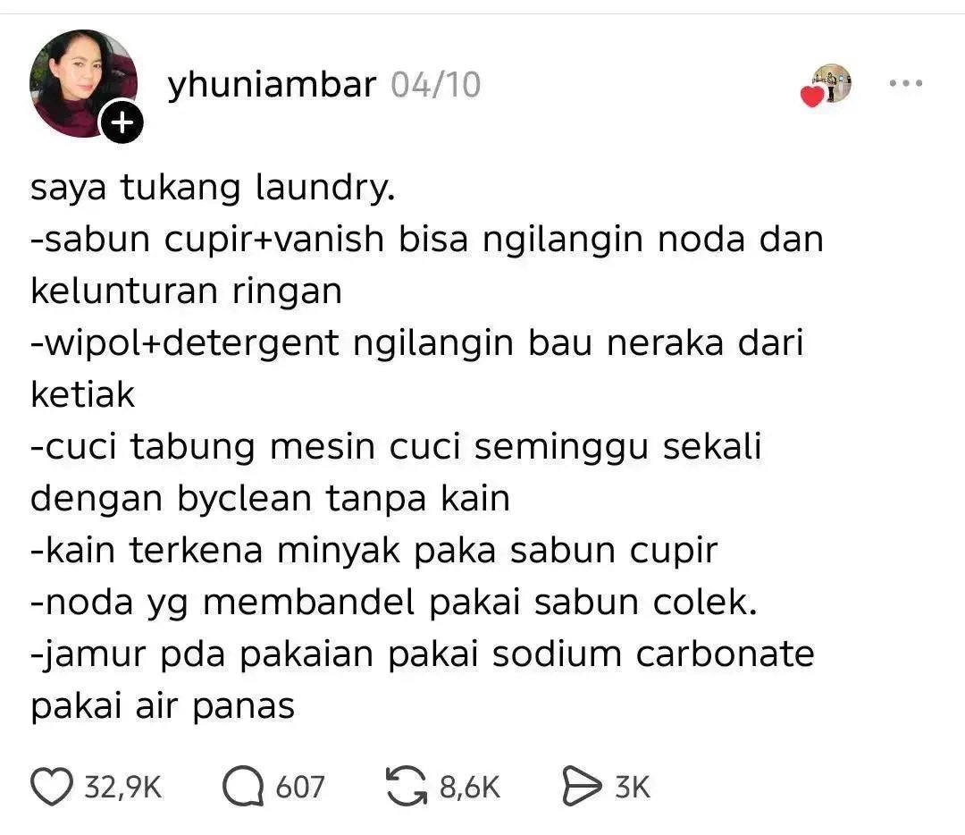 nurulrhmaa's tweet photo. MBAAAKKK, kamu baik banget sih 😭🤍
Info segacor ini dibocorin gratis🥺
Siap-siap cucian warga Indonesia makin kinclong semua! ✨🧺

Auto save dulu sebelum kelewatan yaa! 📌 https://t.co/fLWZLcl63s
