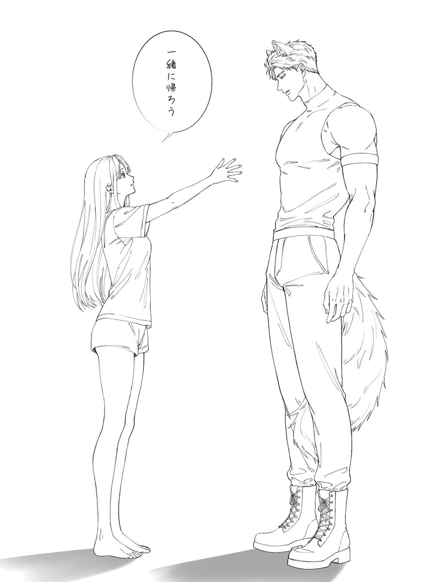 1Qutjd28443's tweet photo. 🐺ロウガとハンターちゃんの線画 https://t.co/x9htkA2cBC