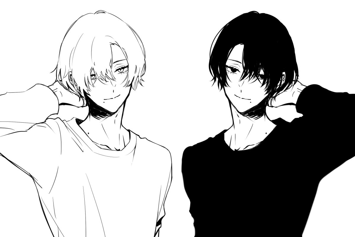 kurukurumy's tweet photo. 真っ白な男と真っ黒な男が癖ですよろしくお願いします https://t.co/3023Y8cE8o