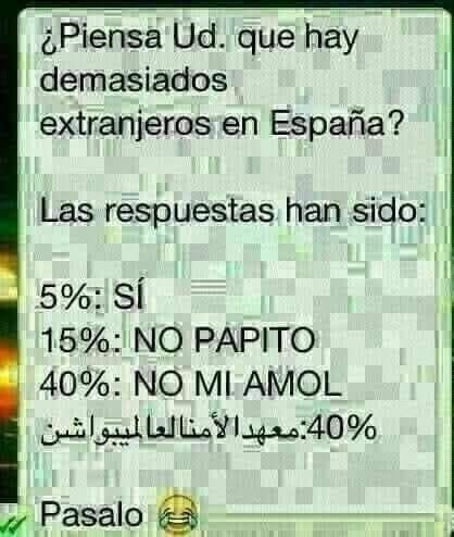 Rober_Alcaz's tweet photo. Resultados fidedignos de la encuesta del CIS de Tezanos, alias el Carajillos, este mismo fin de semana, preguntando si los "habitantes" de España pensamos si hay demasiados extranjeros en nuestro país.
Los resultados, abajo...👇👇👇 https://t.co/4bq9eJpuVX