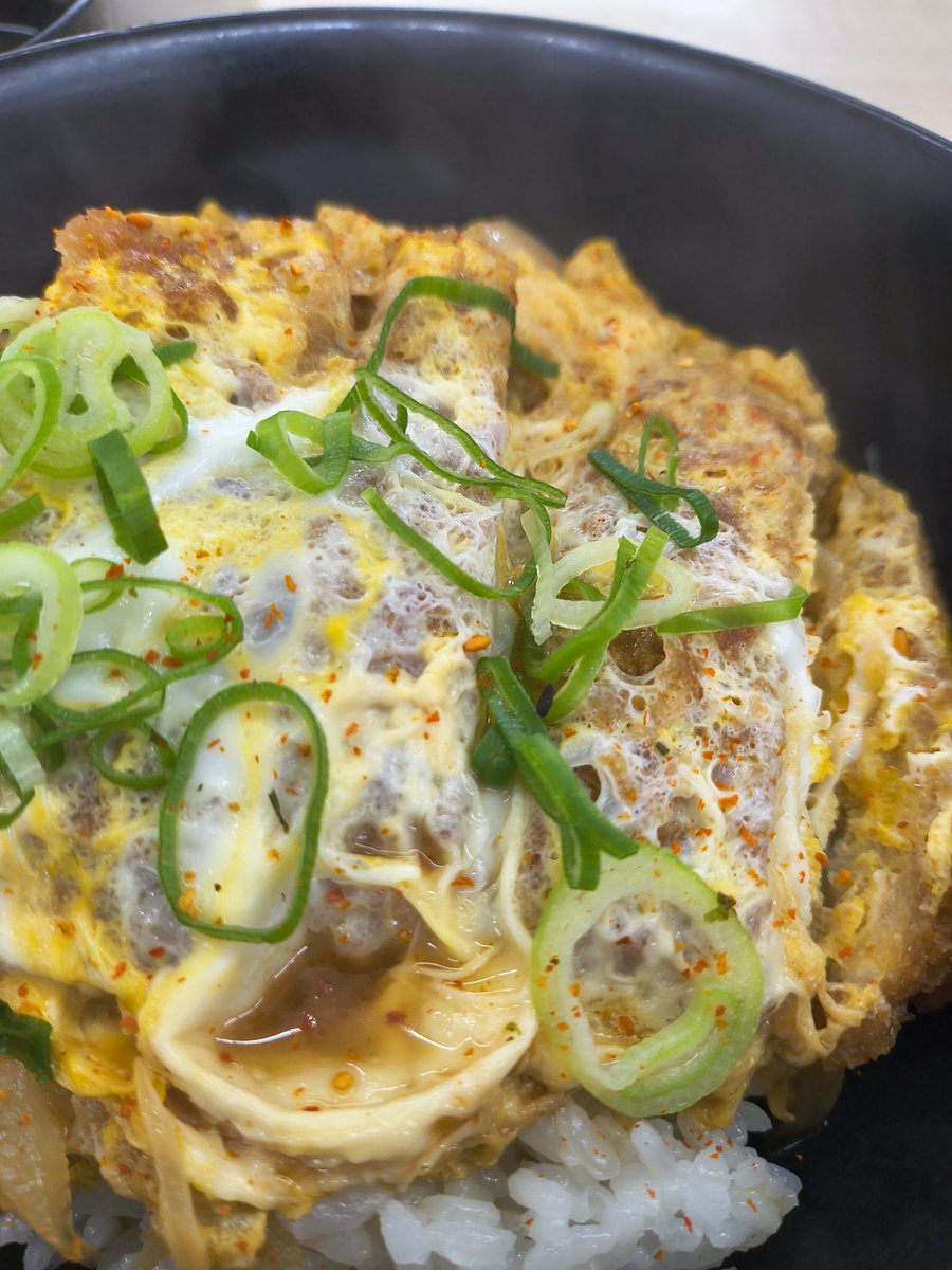 AKAI_ZUNOW's tweet photo. カツ丼には七味唐辛子を少しだけかける派です

では、いただきます(^^) https://t.co/uaKD67OgTg