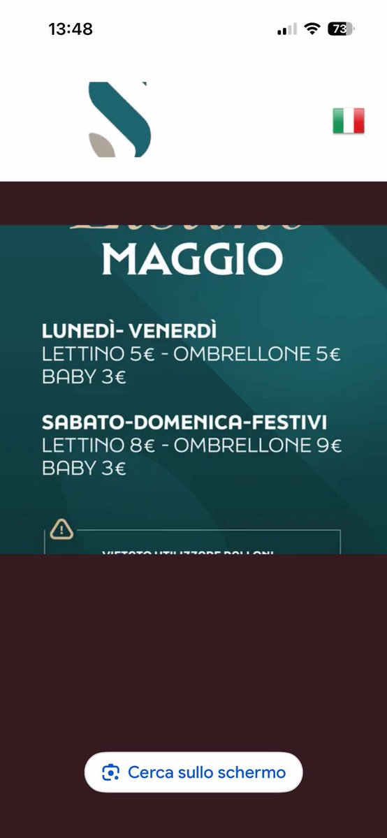 NotizieFrance's tweet photo. "Salve deputato ie invio ulteriore prova del lido la sirenetta di ischitella che prende i soldi per i bambini. Questa è una foto fatta dal suo sito dei prezzi a maggio scorso". https://t.co/FyeJDPjzGv