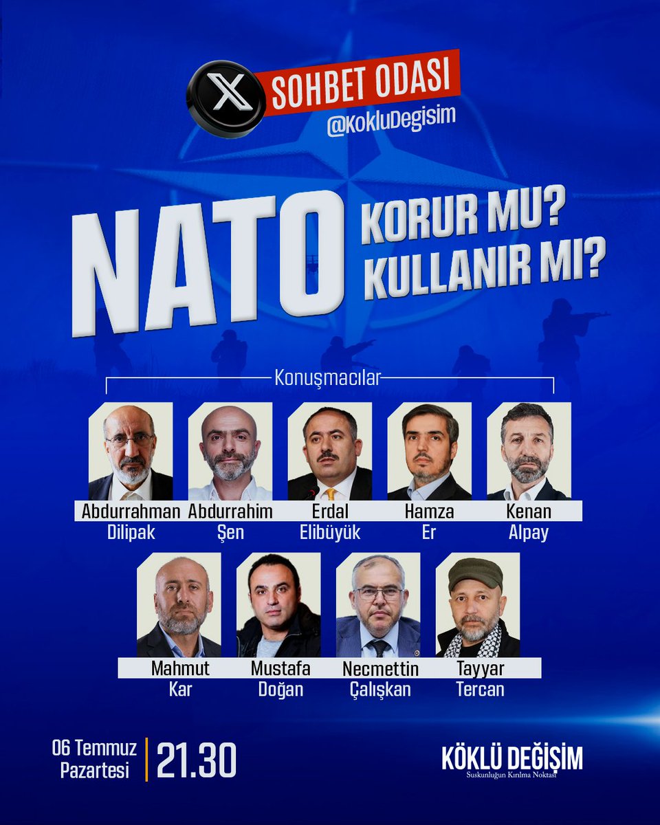 pusulam0001's tweet photo. 🧭📌Köklü Değişim Dergisi #NATOyaVeto 
Başlığıyla 📆06 Temmuz 🕘 21:30'da
Spaces Odası Düzenliyor

NATO'ya tepki olarak açılacak sohbet odası'na bir çok isim katılacak. 

#NATOyaVETO #NATOZirvesi https://t.co/Db7CNaeSxk