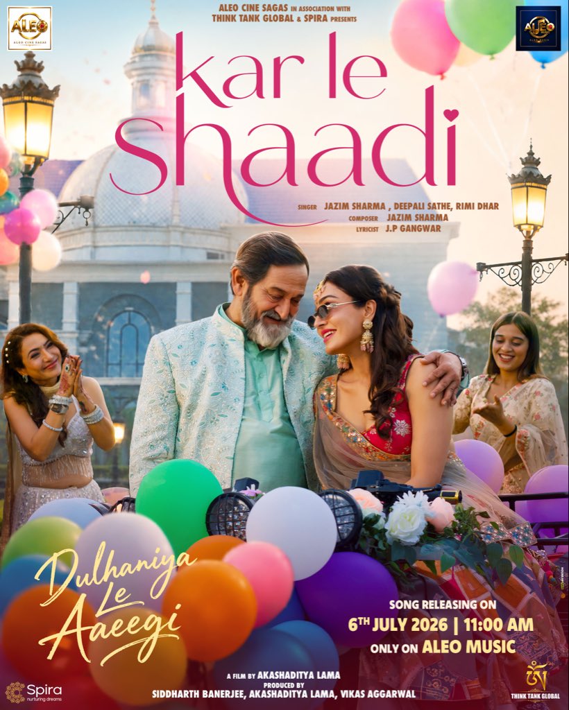 JazimSharma's tweet photo. Band, baaja, baraat... and now the music begins! 🥁💍
The first song from Akashaditya Lama's #DulhaniyaLeAaeegi, #KarLeShaadi, is arriving tomorrow. 🎶
Who's ready?
@director_akashaditya @maheshmanjrekar @khushalikumar @bcaunty https://t.co/fgTfbtqmEQ
