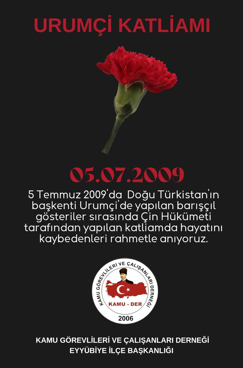 KAMUDER63's tweet photo. 5 Temmuz 2009'da  Doğu Türkistan'ın başkenti Urumçi'de yapılan barışçıl gösteriler sırasında Çin Hükümeti tarafından yapılan katliamda hayatını kaybedenleri rahmetle anıyoruz. https://t.co/9xlmofDKwc