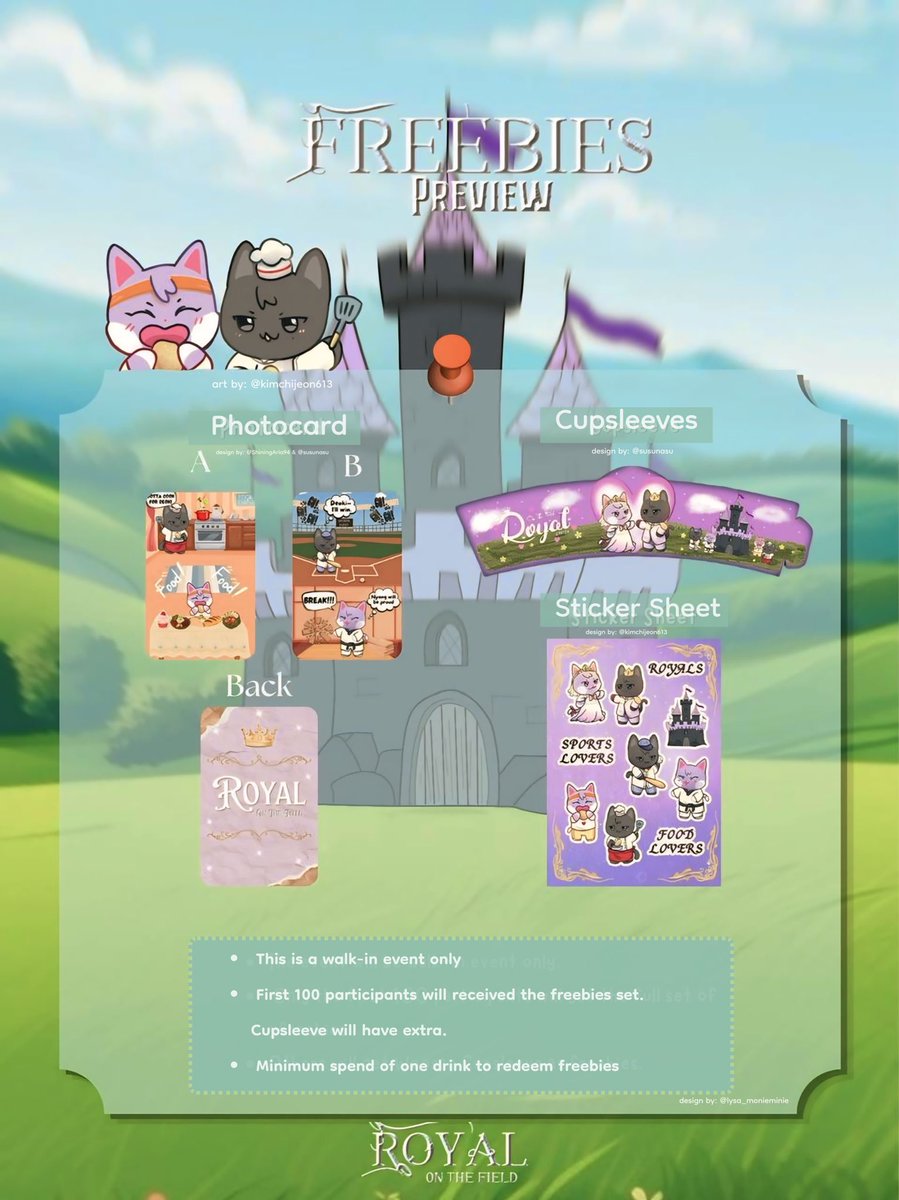 ShiningAria94's tweet photo. 📜 Royal Announcement!

The official freebies preview is finally here! 👑✨

🎁 First 100 participants only
☕ Redeem with a minimum purchase of one drink

🏰 Ben Gong, LaLaport
⏰ 12:30PM – 5:00PM

See you soon, Your Majesty! 💜🖤
#RoyalOnTheField #CupsleeveEvent #RoyalGathering https://t.co/W79txle8zN