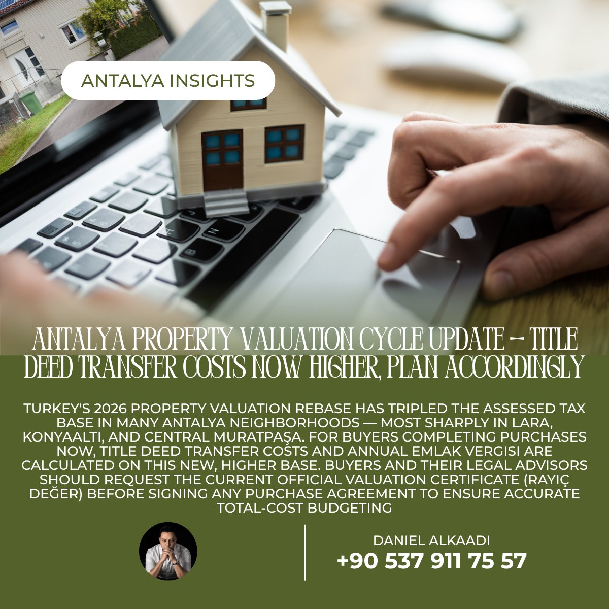 ClosedbyDaniel's tweet photo. Antalya Insights
Antalya Property Valuation Cycle Update — Title Deed Transfer Costs Now Higher, Plan Accordingly
Watch Buy & Rent Guide here: https://t.co/Gtjng2YVqk
#ClosedByDaniel #InvestWise #DanielALKAADI #AntalyaValuationUpdate #TabuCostPlanning https://t.co/Osoy88TVcC