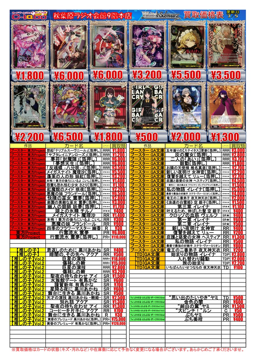 ◇ #ヴァイスシュヴァルツ 買取情報◇ 心を鋼鉄に変えて RRR 3000