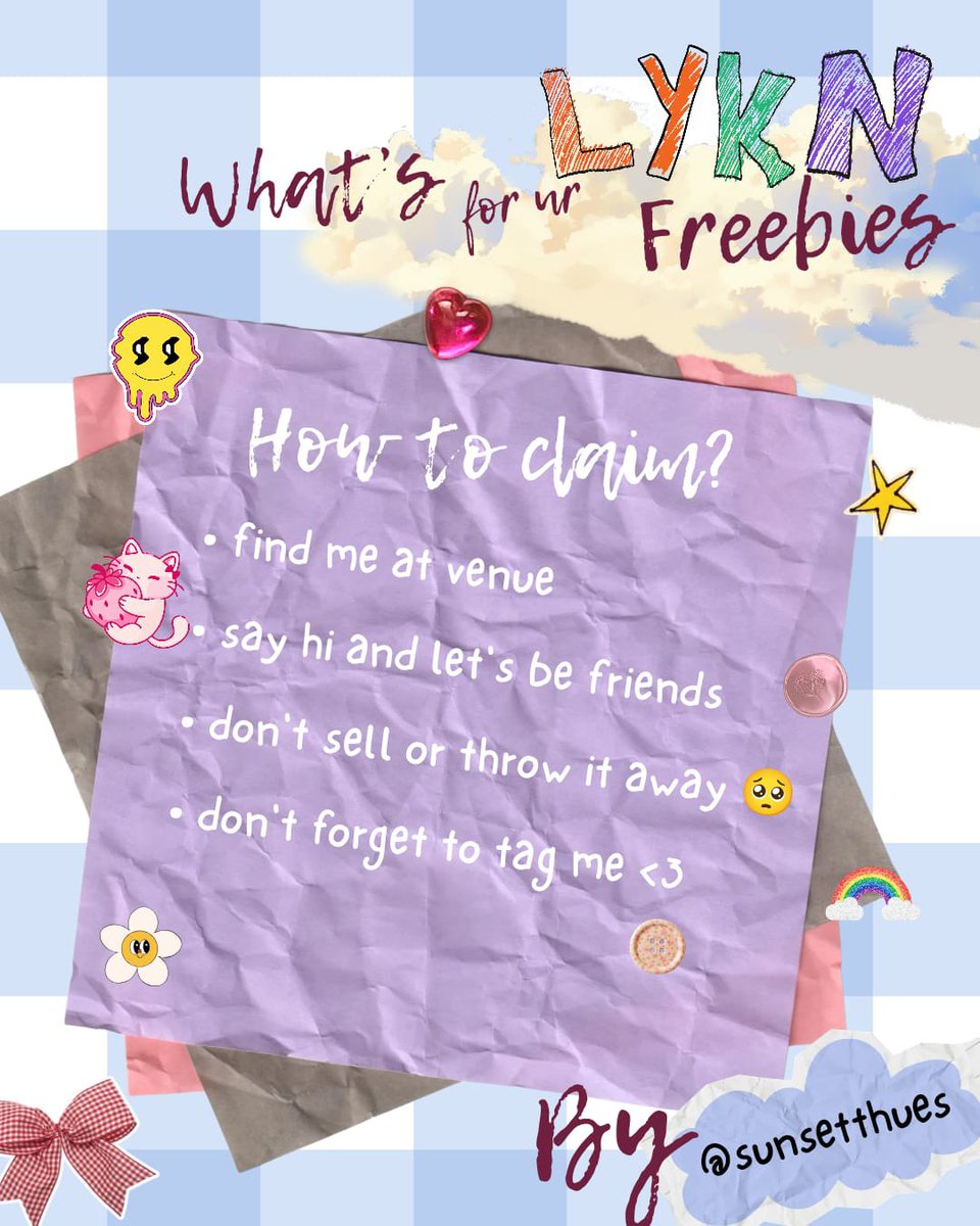 sunsetthues's tweet photo. ⋆☀︎. LYKN DUSK &amp; DAWN Concert in Jakarta Freebies by @sunsetthues  ⋆☀︎.

✨ July 11th, 2026
✨ The Kasablanka Hall
✨ ⏱️tba
✨ limited qty

[more detail on pict, rt &amp; like are appreciated]

see you there! ✨

#LYKNDuskAndDawnxJakarta
#LYKN https://t.co/kWNQWL3Wsd