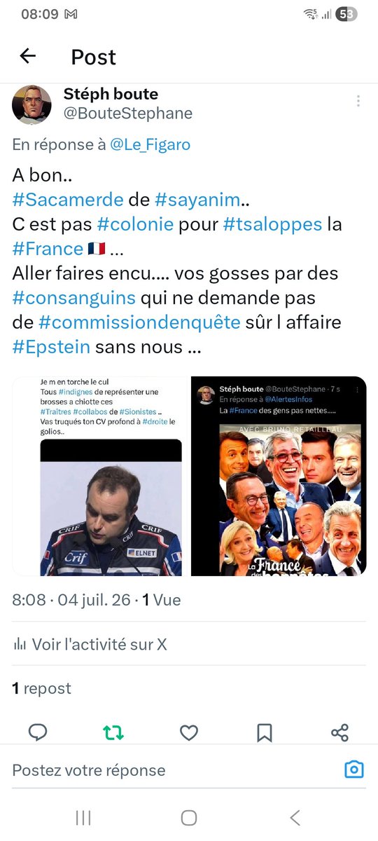 BouteStephane's tweet photo. @PatatoValdez33 @americanflagusa Oui la gauche est claire elle ..
Mais vous êtes très claire aussi, avec vos traîtres #Sionistes de #collabos de #pedos ..
Là vous vous rejoignez entre #eborgneur du #centre et merdes de #droites qui les applaudissent.. https://t.co/Wgq7vYebgy